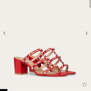 Valentino Rockstud Calfskin Leather Slide Sandal 60mm